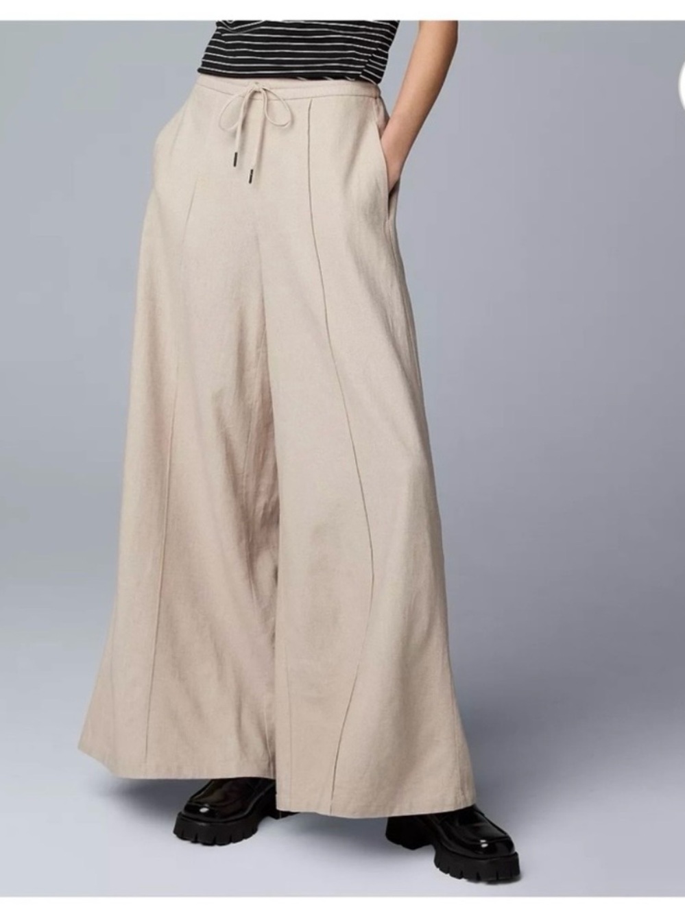 Simply Vera Vera Wang Blue Wide-Leg Drawstring Pull on Pants XL Petite - Picture 8 of 10